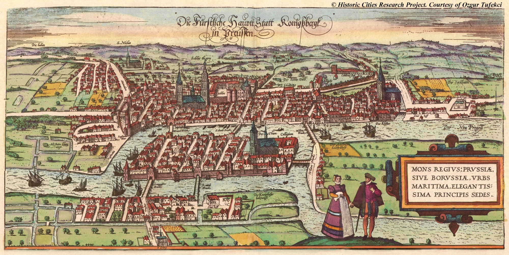 The Prussian city of K&ouml;nigsberg circa 1600 from *Civitates Orbis Terrarum*, Vol.III (credit: Historic Cities Research Project)